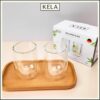Set 2 cốc thuỷ tinh borosilicate cao cấp 2 lớp không tay cầm Kela 250ml