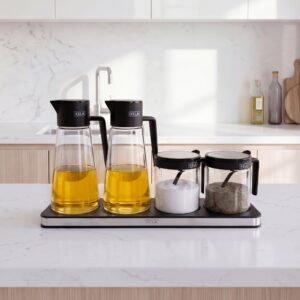 Set bình rót dầu, hũ đựng gia vị thủy tinh Borosilicate có đế cao cấp, tiện lợi, chính hãng KELA