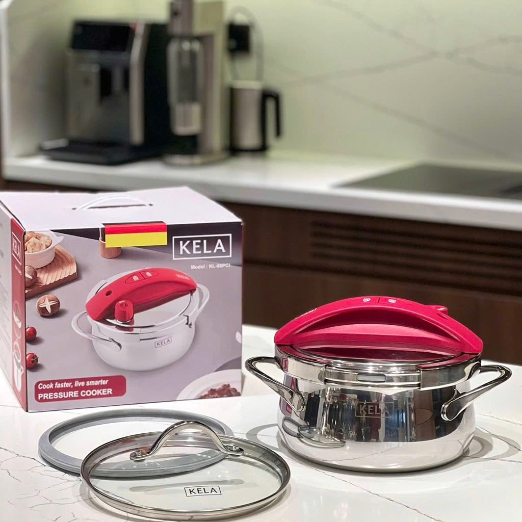 Nồi áp suất Kela đỏ/inox dung tích 3l dễ sử dụng, cao cấp dùng mọi loại bếp - Ảnh 8